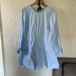 Zara Blue Ruffle Romper Long Sleeve